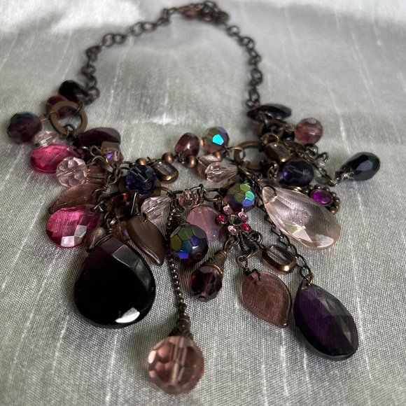 Vintage Chunky Teardrop Bead Boho Necklace Fairycore Necklace Primitive - Picture 2 of 4